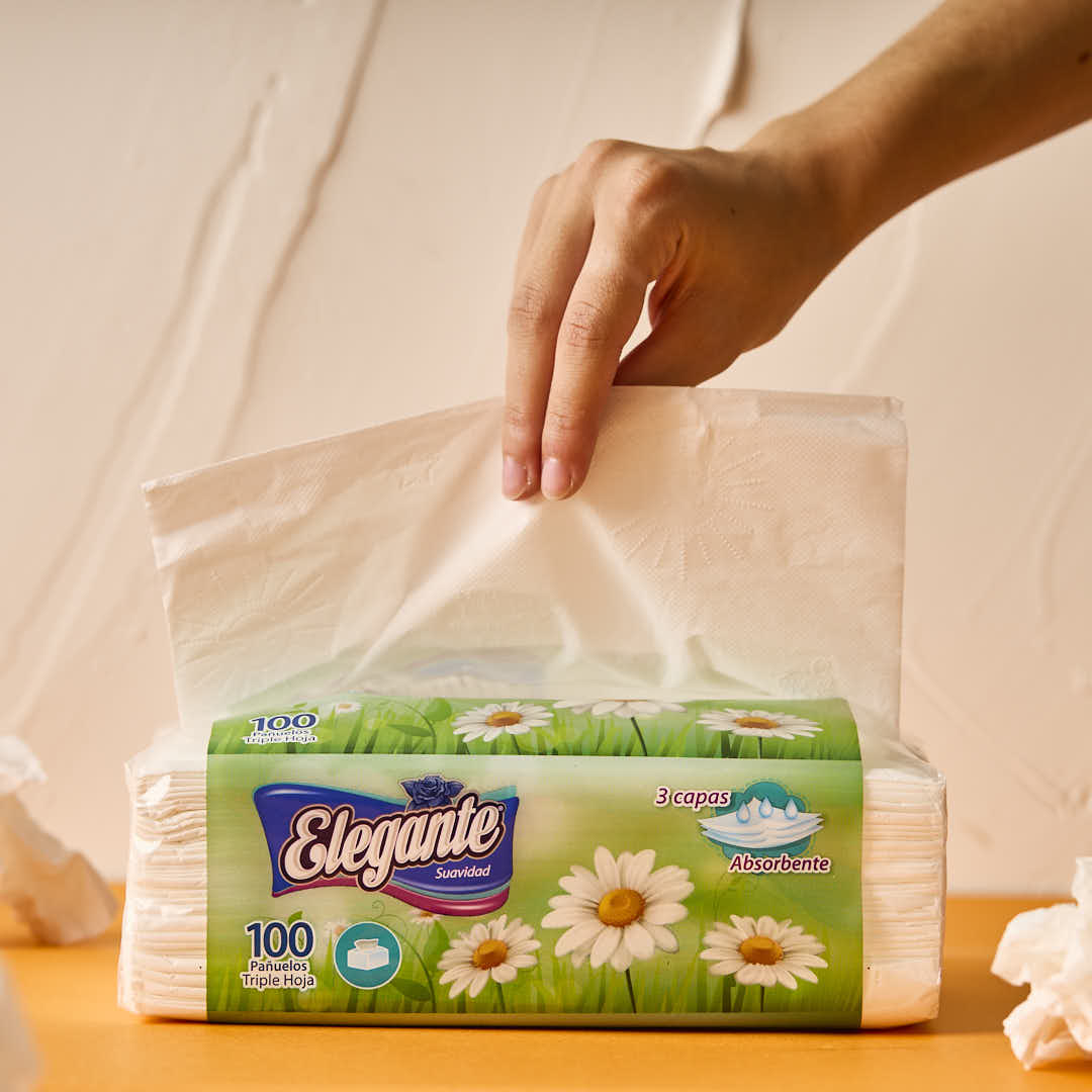 PAÑUELOS ELEGANTE TRIPLE HOJA GRANDE (21*20CM C/U) PAQ*100UNID.