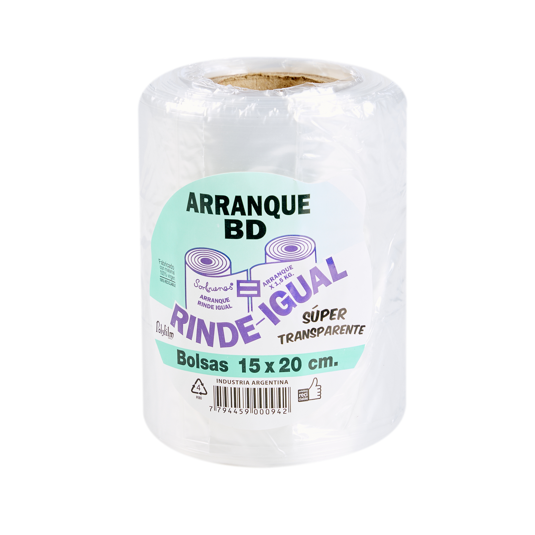 BOLSAS ARRANQUE B/D RINDE IGUAL (ROLLO.*250GRS) 15*20CM POLYFILM *UNID