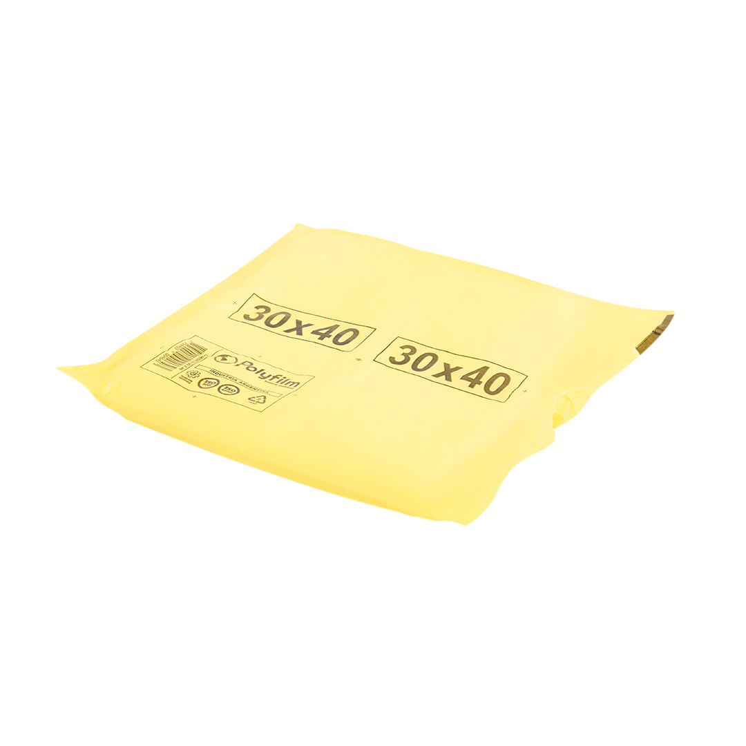 BOLSAS CAMISETA STANDARD BLANCA 30*40CM A/D POLYFILM (AMARILLA) *80UNID