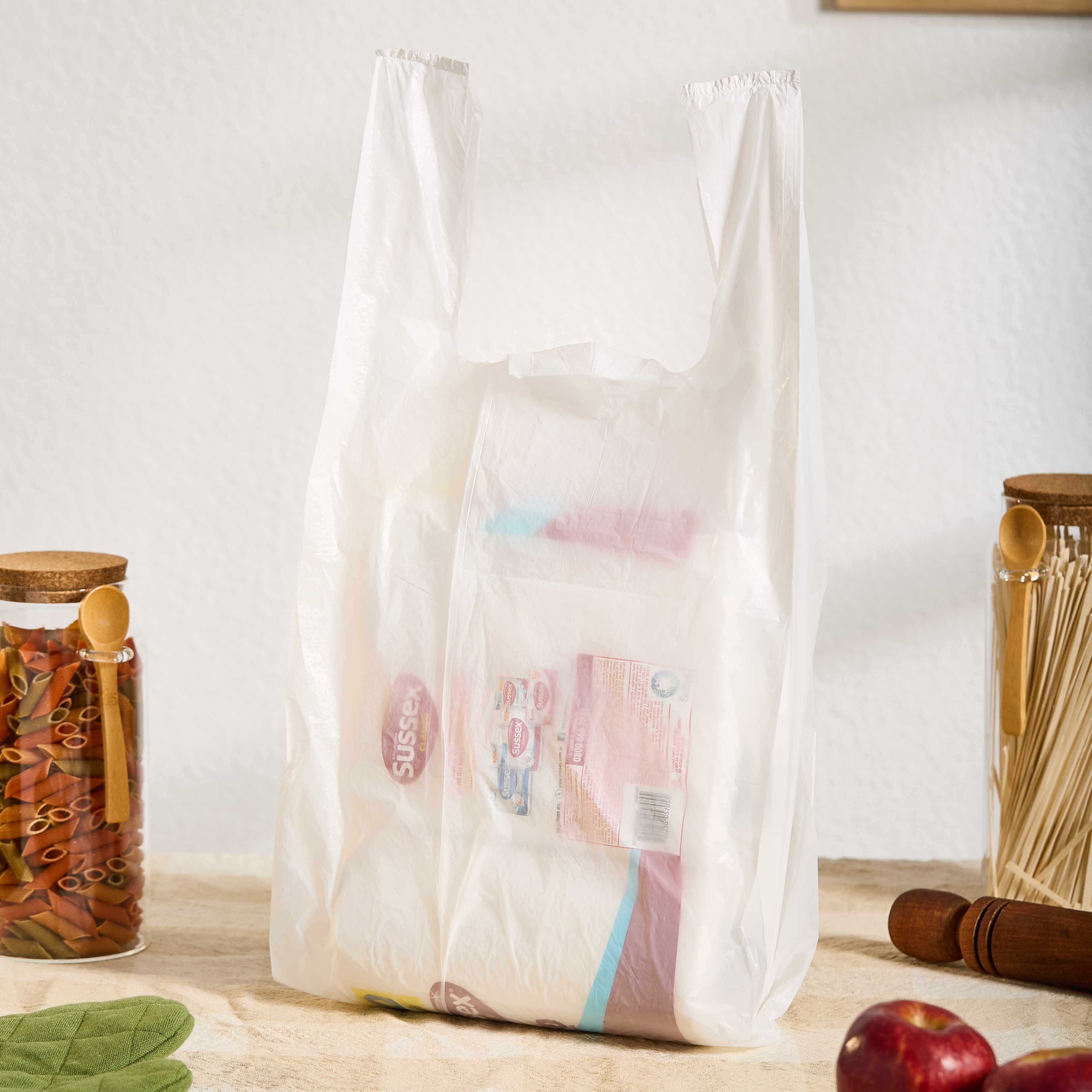 BOLSAS CAMISETA STANDARD BLANCA 45*60CM A/D POLYFILM (AMARILLA) *80UNID