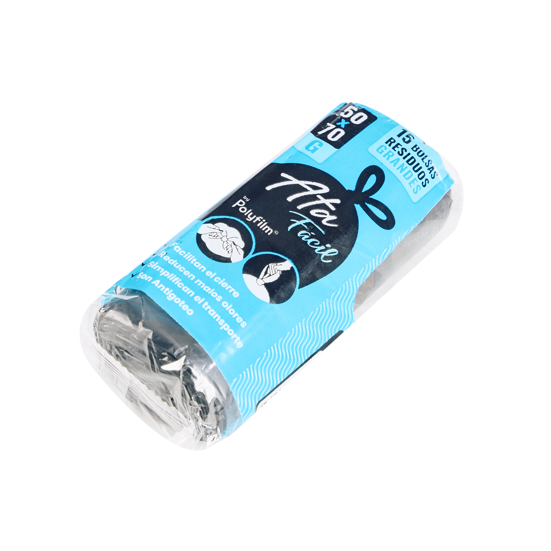 BOLSAS RESIDUO NEGRA ATA FACIL (ROLLO*15U) 50*70 POLYFILM *UNID