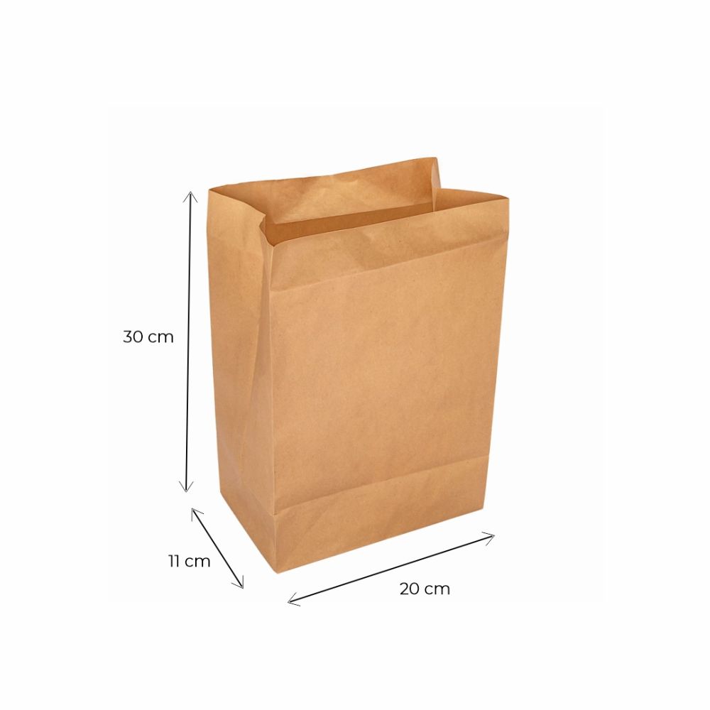 BOLSAS DELIVERY PAPEL KRAFT FONDO CUADRADO Nº5 (20*11*30CM) (80GRS