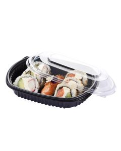 BANDEJA PET NEGRA COTNYL 'SUSHI' C/TAPA CRISTAL (14*19*3CM) (PE475K NE) *50UNID