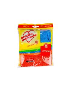 PAÑO MICROFIBRA MEDIA NARANJA MIL USOS (30*30CM) PACK *3UNID