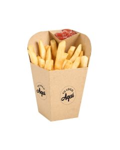 mEP CAJA PAPAS FRITAS CONTENEDOR+DIPPER PERSONALIZADO BIOHZ (15*7.5*9.5CM) X UNIDAD