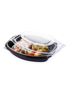 BANDEJA PP BANDEX NEGRA SUSHI C/TAPA PP CRISTAL (15*19*4CM) (105153BYT) *50UNID