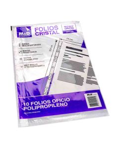 FOLIOS COMERCIALES M&D OFICIO (10 UNID) (40MIC) *PAQ.