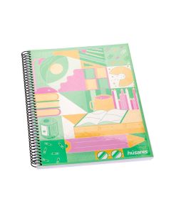 CUADERNO ESPIRAL TAPA FLEXIBLE HUSARES (16*21CM) (80 HOJAS) RAYADO *UNID