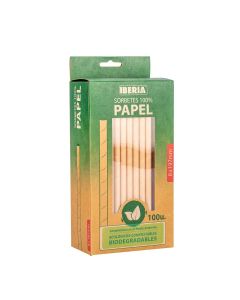 SORBETES ECOLOGICOS SIN FUNDA FRAPPE PAPEL KRAFT IBERIA (8MM*20CM) (OFERTA DISC) *100UNID