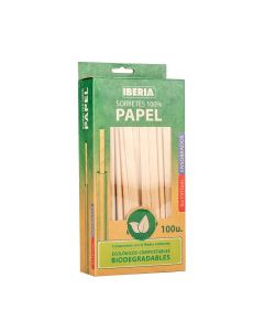 SORBETES ECOLOGICOS ENSOBRADOS PAPEL KRAFT IBERIA (6MM*20CM).(OFERTA DISC) *100UNID