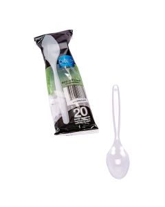 CUCHARA PLASTICA POSTRE CRISTAL REFORZADA BISTROT (DARNEL) BLISTER *20UNID.