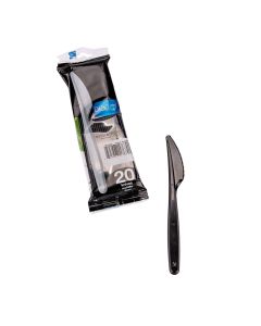 CUCHILLO PLASTICO NEGRO REFORZADO BISTROT (DARNEL) BLISTER *20UNID.