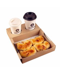 PORTAVASOS CON BANDEJA CARTULINA 2 VASOS MEDORO (20*16.2*4.5CM) (CPVCB001) *25UNID