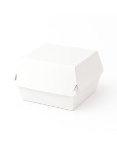 CAJA PARA HAMBURGUESA CARTULINA BLANCA (C/ENCASTRE 12.5X11.5X7.5CM) mE *100UNID
